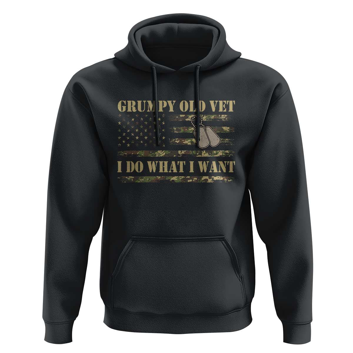 Funny Grumpy Old Vet I Do What I Want Hoodie Military Veteran Camo American Flag - Wonder Print Shop