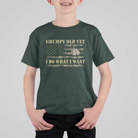 Funny Grumpy Old Vet I Do What I Want T Shirt For Kid Military Veteran Camo American Flag - Wonder Print Shop