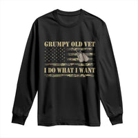 Funny Grumpy Old Vet I Do What I Want Long Sleeve Shirt Military Veteran Camo American Flag - Wonder Print Shop