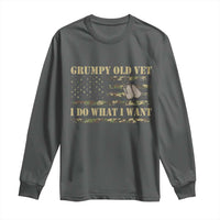 Funny Grumpy Old Vet I Do What I Want Long Sleeve Shirt Military Veteran Camo American Flag - Wonder Print Shop