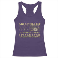 Funny Grumpy Old Vet I Do What I Want Racerback Tank Top Military Veteran Camo American Flag - Wonder Print Shop