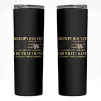 Funny Grumpy Old Vet I Do What I Want Skinny Tumbler Military Veteran Camo American Flag - Wonder Print Shop