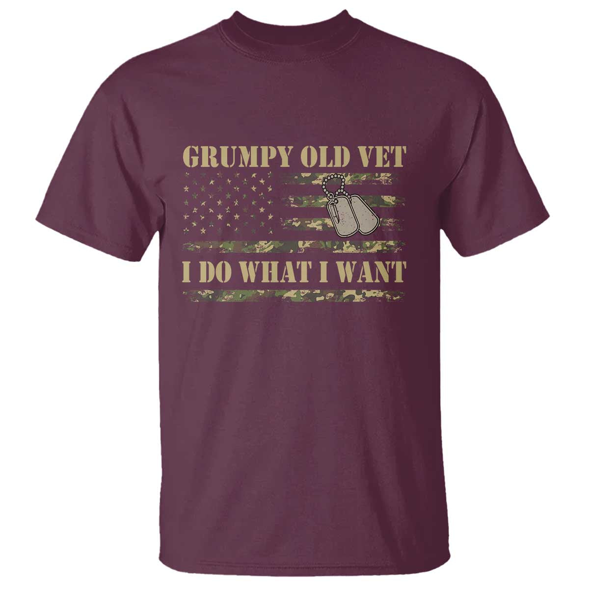 Funny Grumpy Old Vet I Do What I Want T Shirt Military Veteran Camo American Flag - Wonder Print Shop
