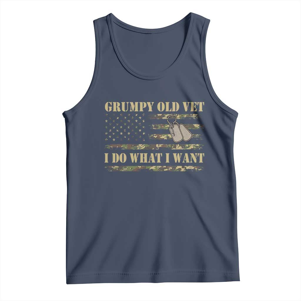 Funny Grumpy Old Vet I Do What I Want Tank Top Military Veteran Camo American Flag - Wonder Print Shop