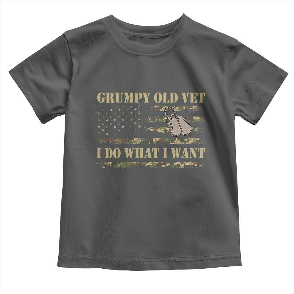 Funny Grumpy Old Vet I Do What I Want Toddler T Shirt Military Veteran Camo American Flag - Wonder Print Shop
