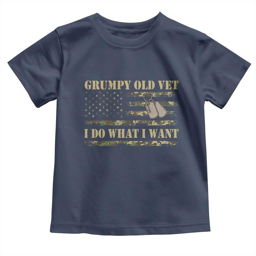 Funny Grumpy Old Vet I Do What I Want Toddler T Shirt Military Veteran Camo American Flag - Wonder Print Shop