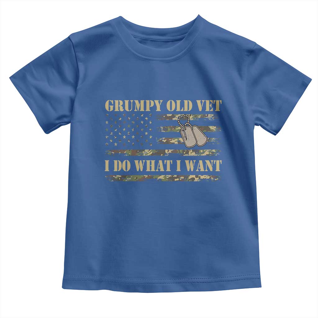 Funny Grumpy Old Vet I Do What I Want Toddler T Shirt Military Veteran Camo American Flag - Wonder Print Shop