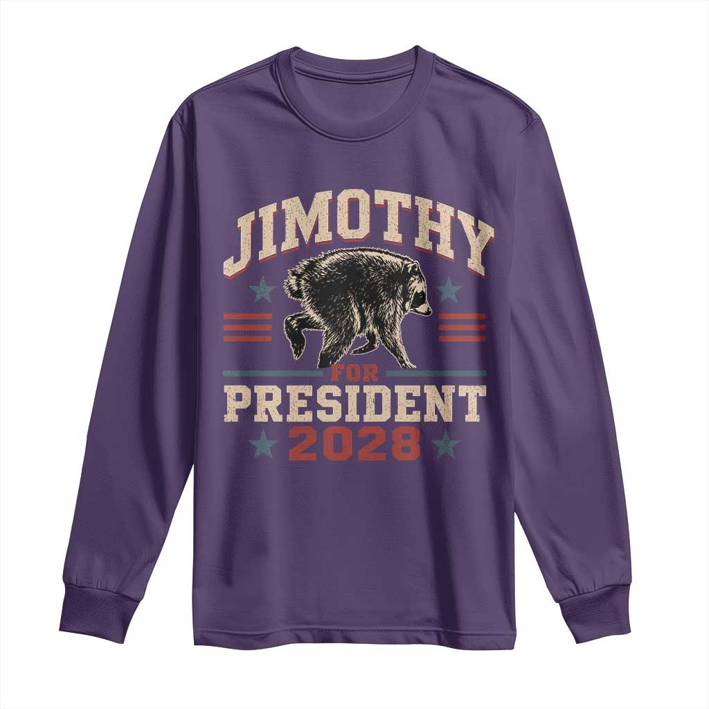 Jimothy For President 2028 Long Sleeve Shirt Funny Jimothy The Raccoon Seattle Trash Panda Meme