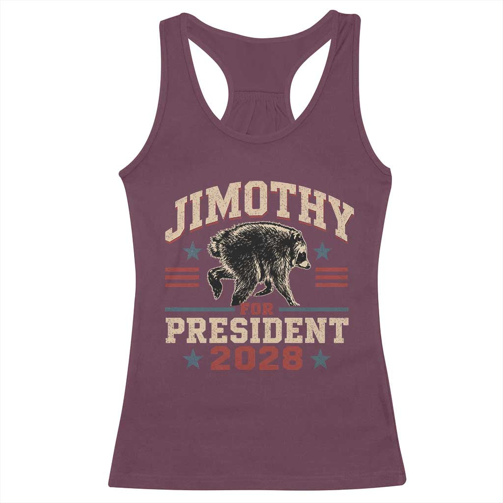 Jimothy For President 2028 Racerback Tank Top Funny Jimothy The Raccoon Seattle Trash Panda Meme