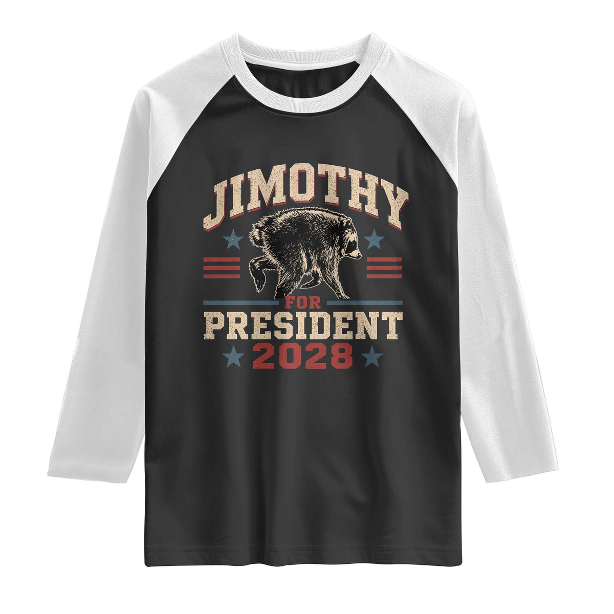 Jimothy For President 2028 Raglan Shirt Funny Jimothy The Raccoon Seattle Trash Panda Meme