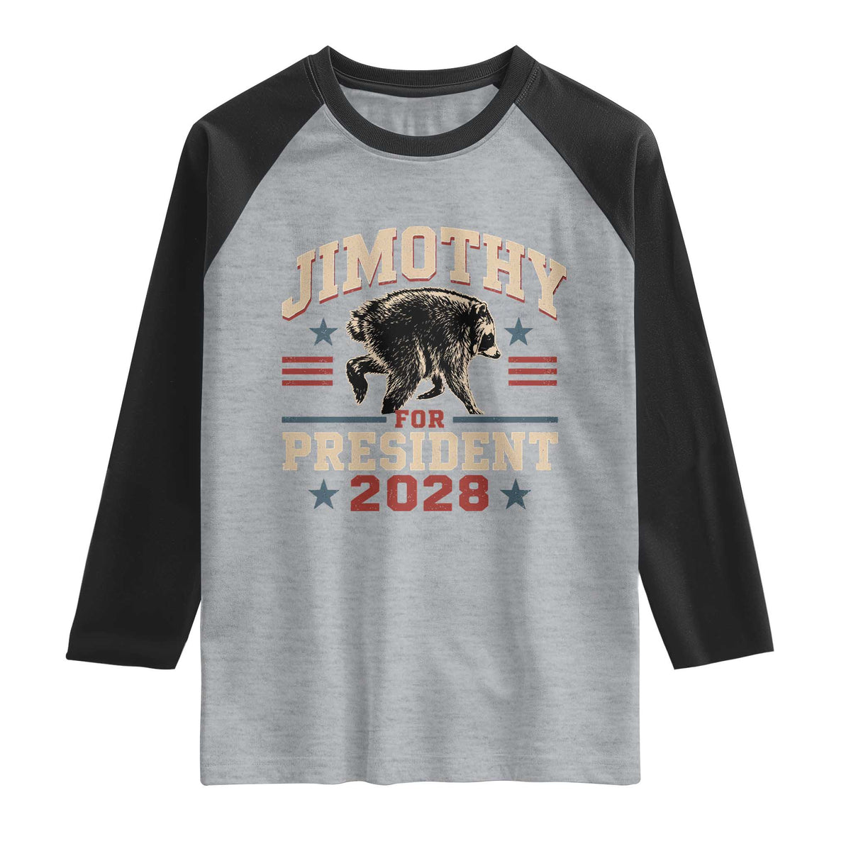 Jimothy For President 2028 Raglan Shirt Funny Jimothy The Raccoon Seattle Trash Panda Meme