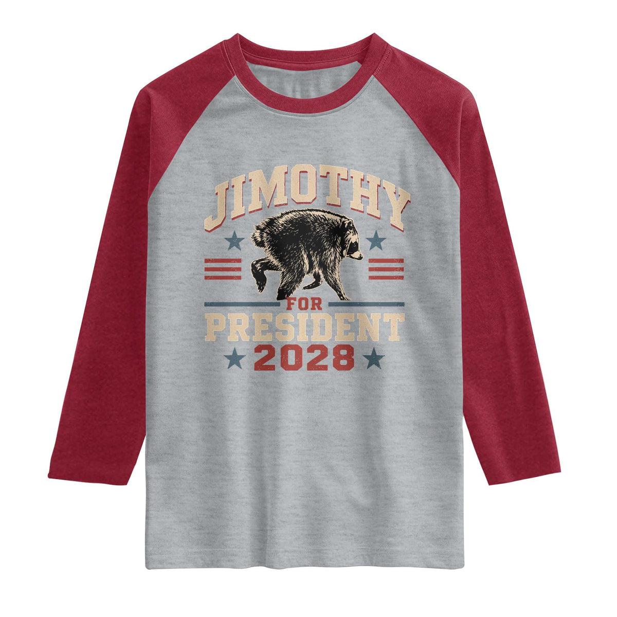 Jimothy For President 2028 Raglan Shirt Funny Jimothy The Raccoon Seattle Trash Panda Meme