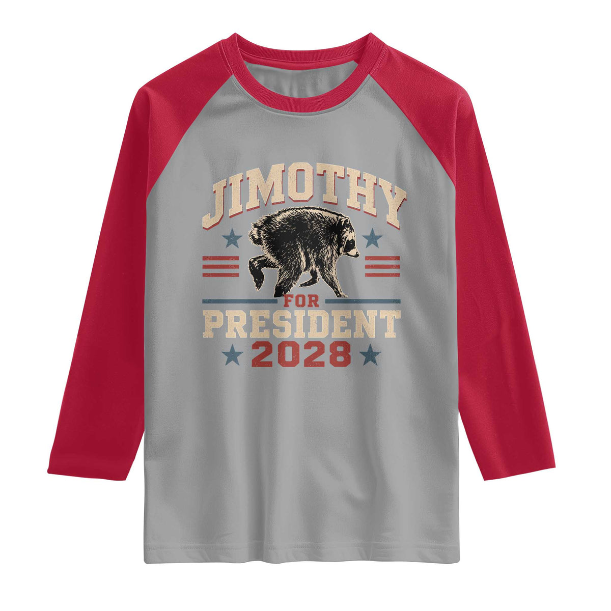 Jimothy For President 2028 Raglan Shirt Funny Jimothy The Raccoon Seattle Trash Panda Meme