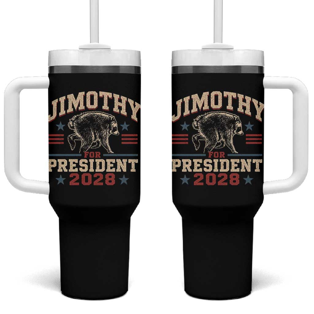 Jimothy For President 2028 Tumbler With Handle Funny Jimothy The Raccoon Seattle Trash Panda Meme