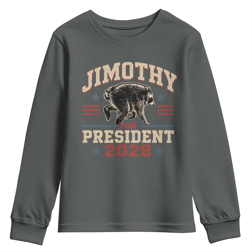 Jimothy For President 2028 Youth Sweatshirt Funny Jimothy The Raccoon Seattle Trash Panda Meme