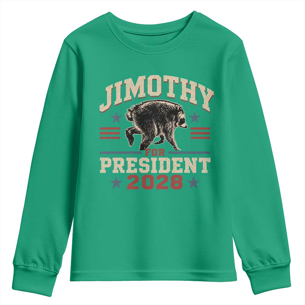 Jimothy For President 2028 Youth Sweatshirt Funny Jimothy The Raccoon Seattle Trash Panda Meme