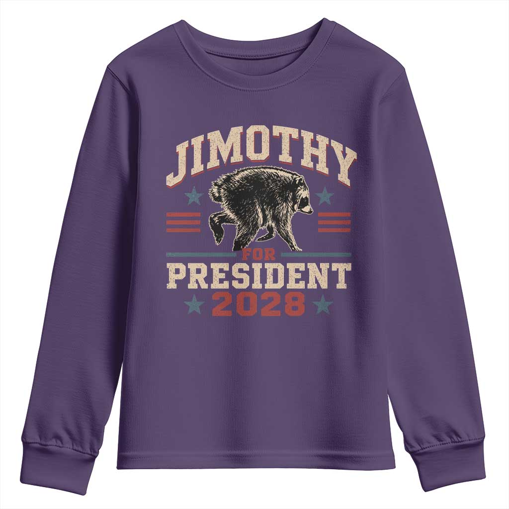 Jimothy For President 2028 Youth Sweatshirt Funny Jimothy The Raccoon Seattle Trash Panda Meme