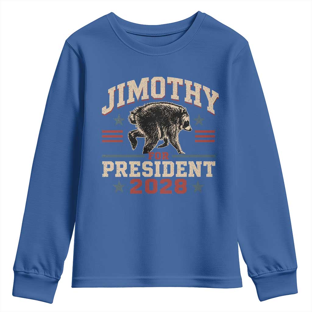 Jimothy For President 2028 Youth Sweatshirt Funny Jimothy The Raccoon Seattle Trash Panda Meme