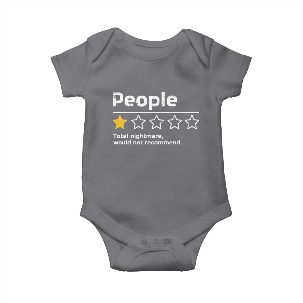 People 1 Star Total Nightmare Would Not Recommend Baby Onesie Funny Sarcastic