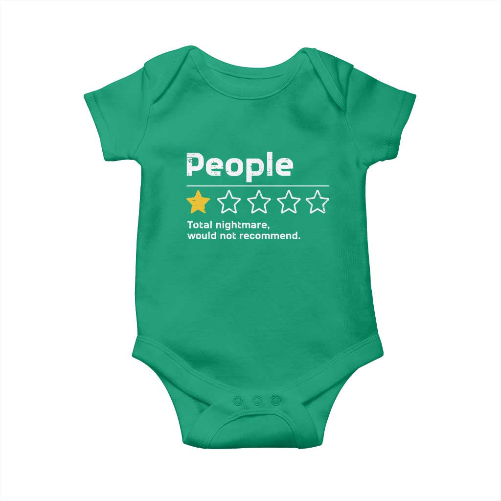 People 1 Star Total Nightmare Would Not Recommend Baby Onesie Funny Sarcastic