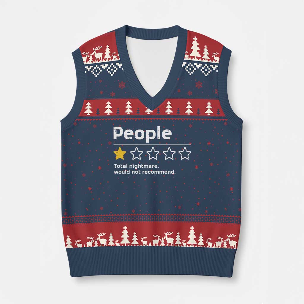 People 1 Star Total Nightmare Would Not Recommend V-Neck Knit Sweater Vest Funny Sarcastic