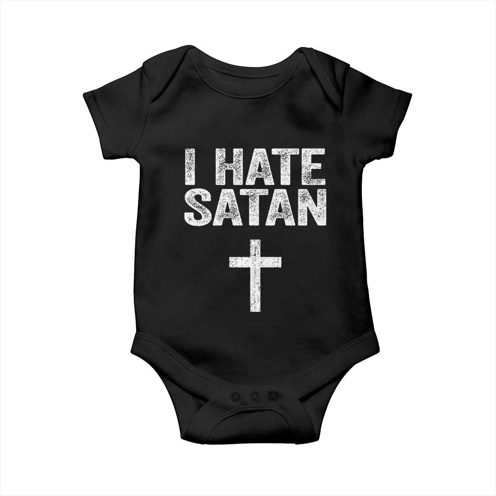 I Hate Satan Baby Onesie Funny Christian Jesus Cross