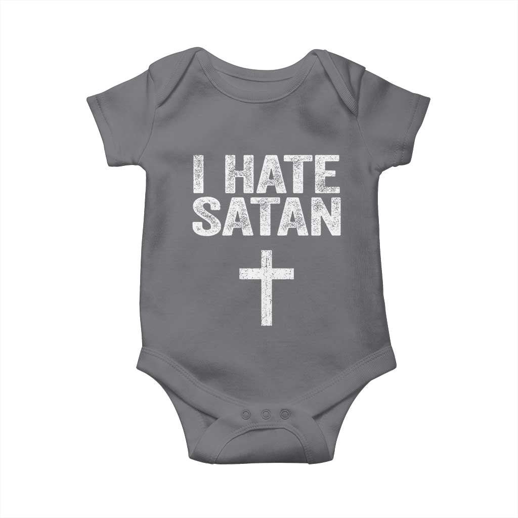 I Hate Satan Baby Onesie Funny Christian Jesus Cross