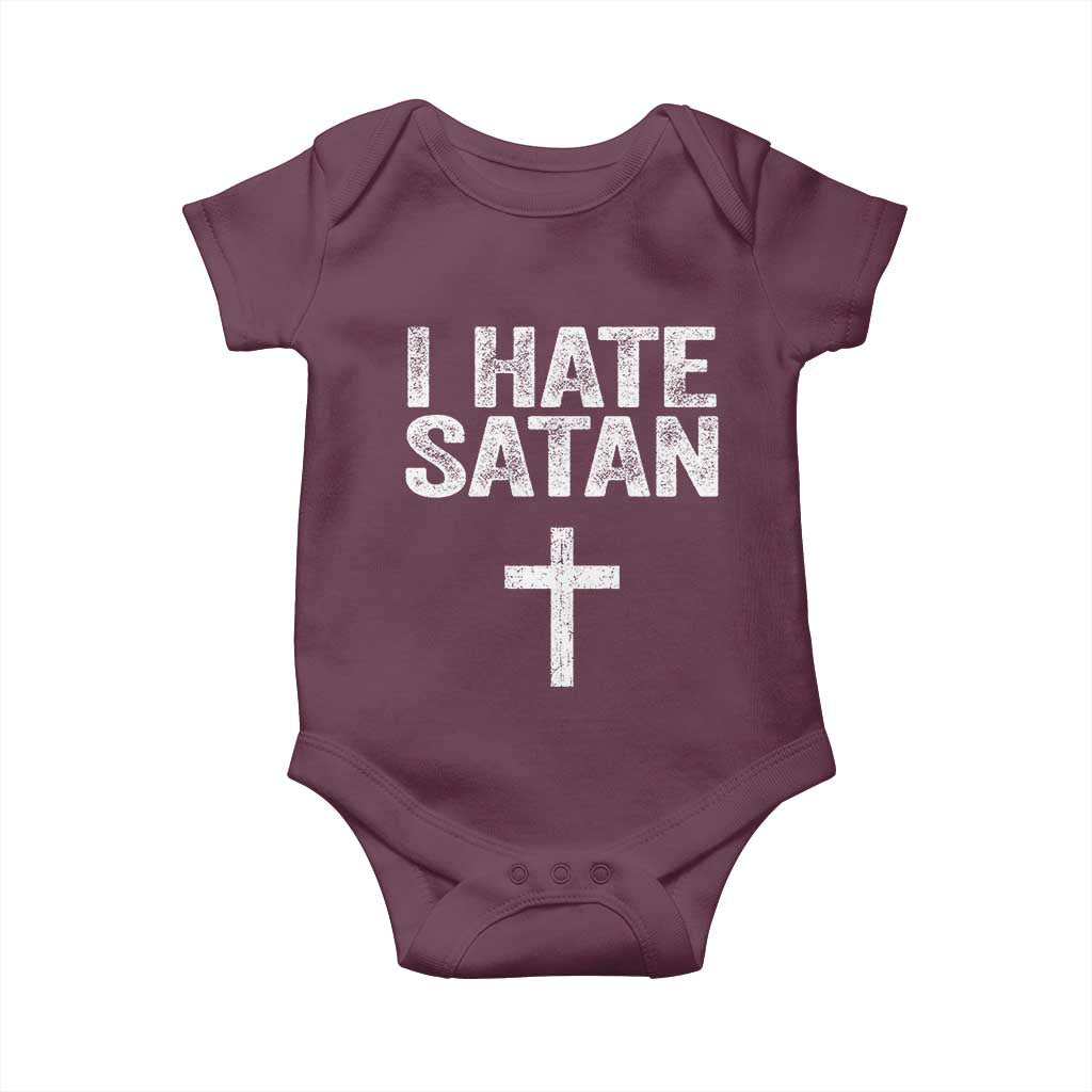 I Hate Satan Baby Onesie Funny Christian Jesus Cross