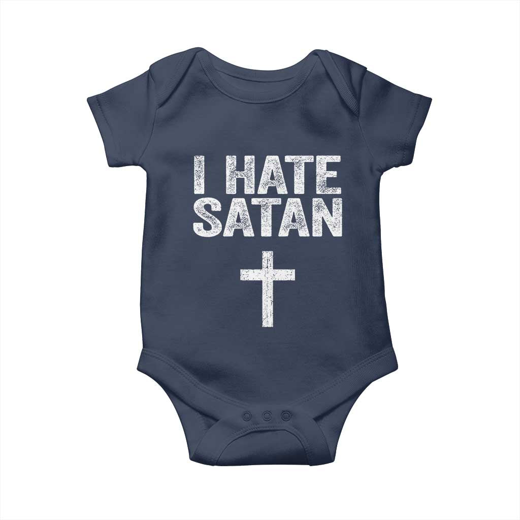 I Hate Satan Baby Onesie Funny Christian Jesus Cross
