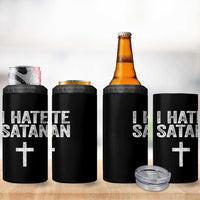 I Hate Satan 4 in 1 Can Cooler Tumbler Funny Christian Jesus Cross