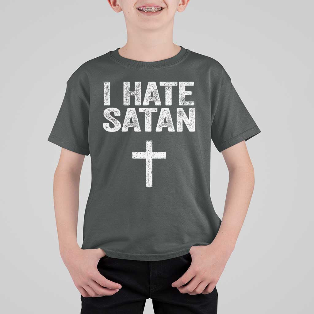 I Hate Satan T Shirt For Kid Funny Christian Jesus Cross