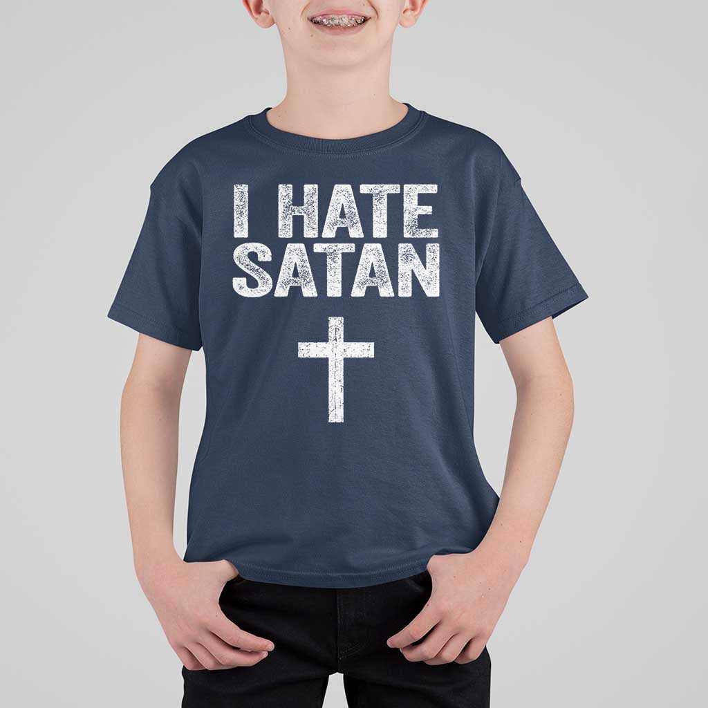 I Hate Satan T Shirt For Kid Funny Christian Jesus Cross