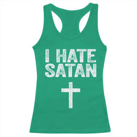 I Hate Satan Racerback Tank Top Funny Christian Jesus Cross