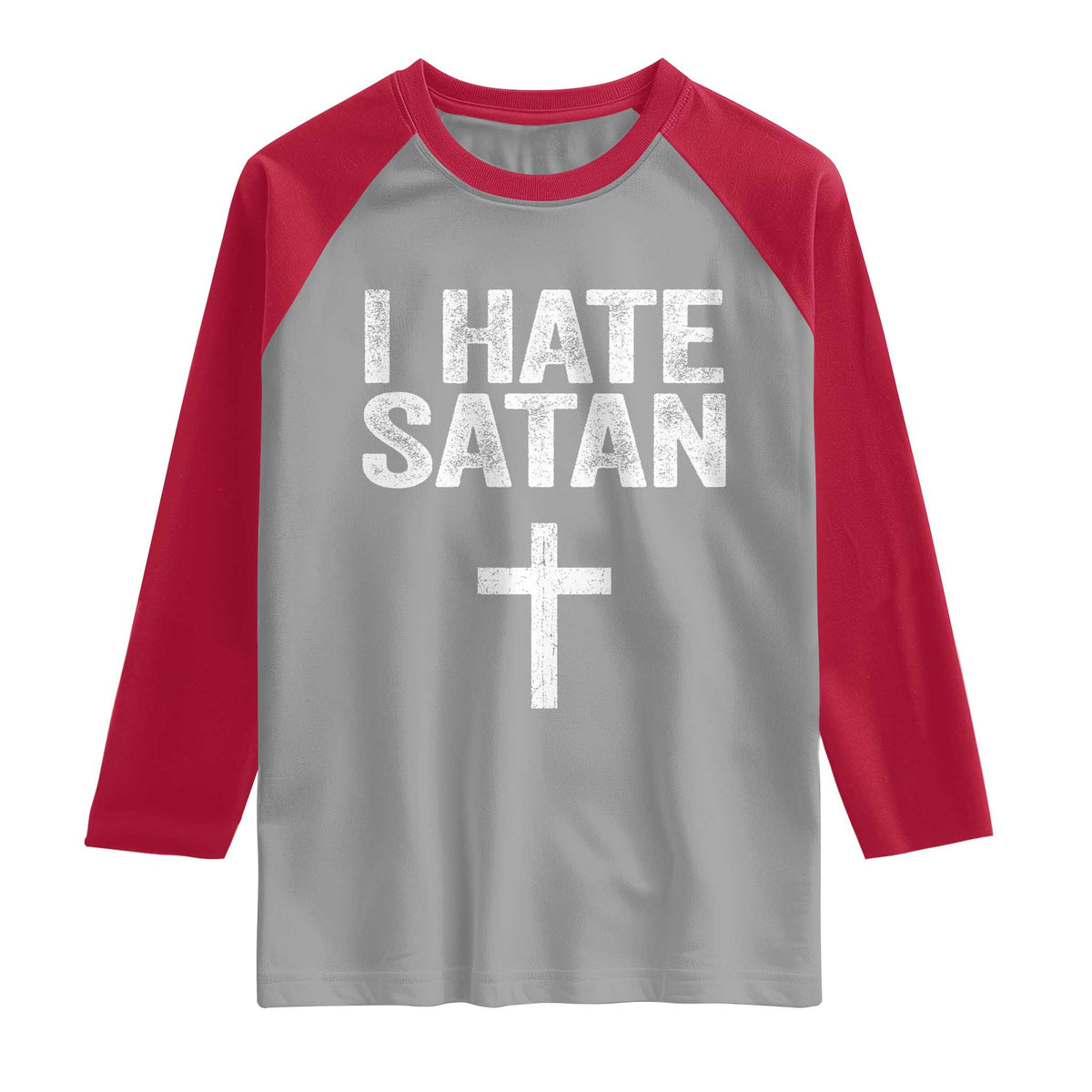 I Hate Satan Raglan Shirt Funny Christian Jesus Cross