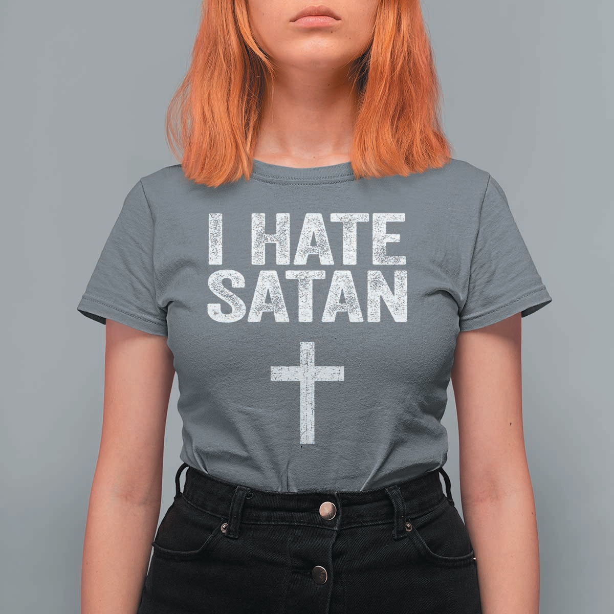 I Hate Satan T Shirt For Women Funny Christian Jesus Cross