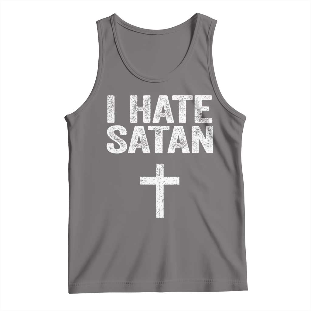 I Hate Satan Tank Top Funny Christian Jesus Cross