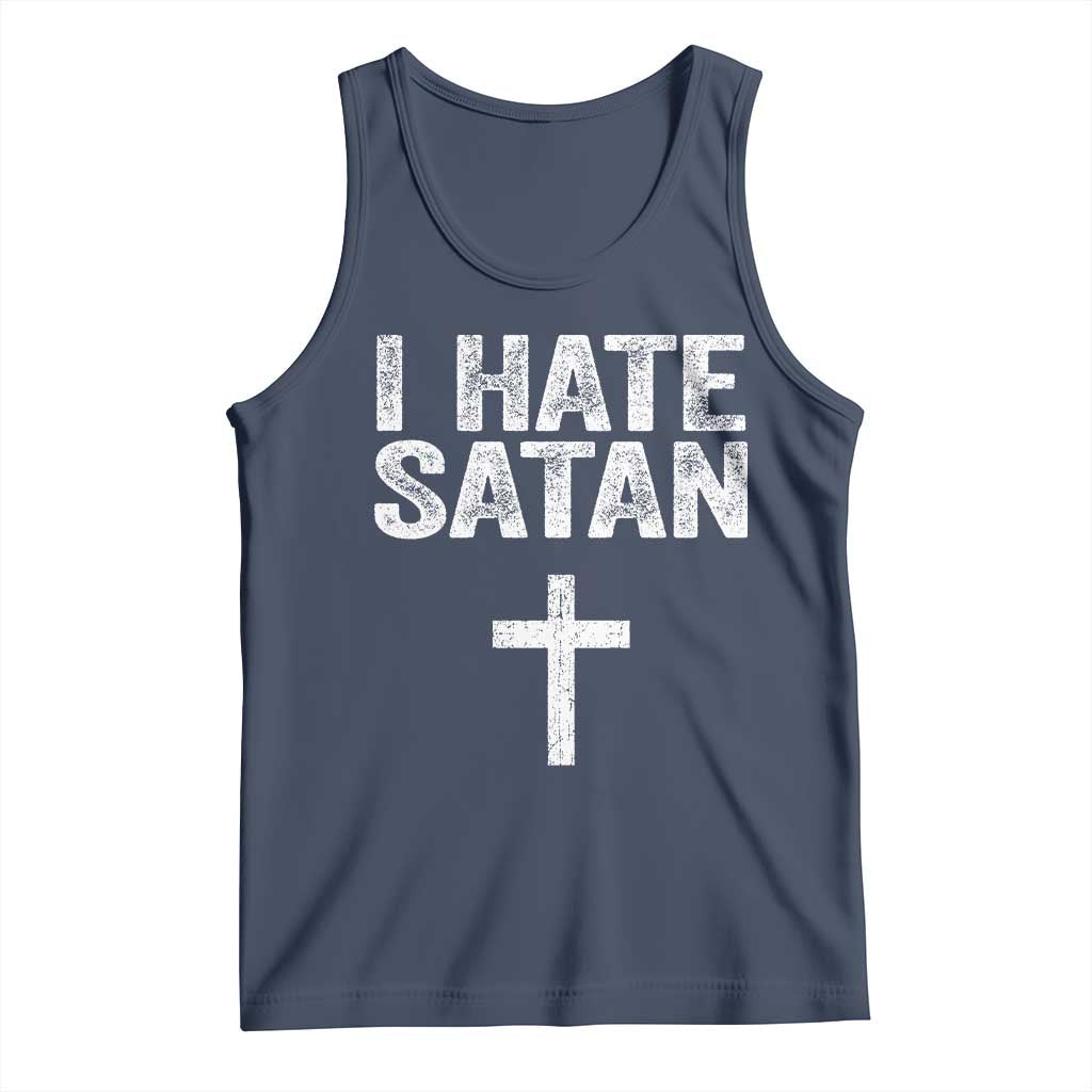 I Hate Satan Tank Top Funny Christian Jesus Cross