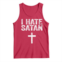 I Hate Satan Tank Top Funny Christian Jesus Cross