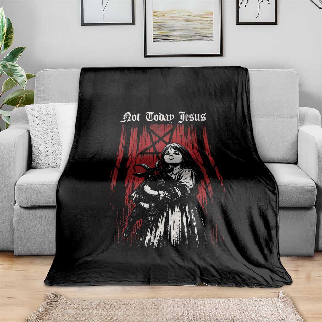 Not Today Jesus Gothic Dark Art Creepy Halloween Throw Blanket