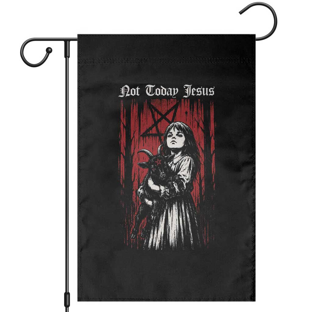 Not Today Jesus Gothic Dark Art Creepy Halloween Garden Flag