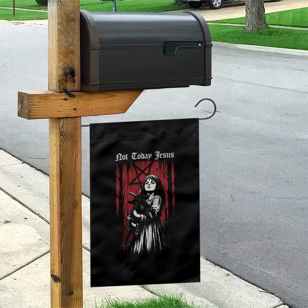 Not Today Jesus Gothic Dark Art Creepy Halloween Garden Flag