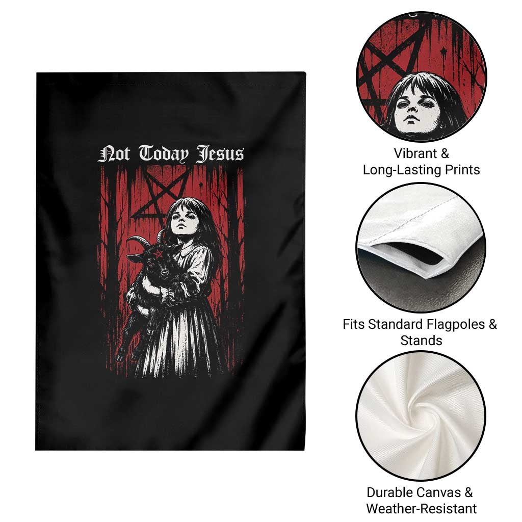 Not Today Jesus Gothic Dark Art Creepy Halloween Garden Flag
