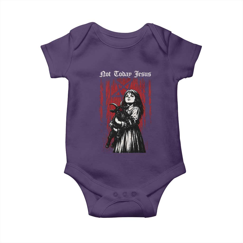 Not Today Jesus Gothic Dark Art Creepy Halloween Baby Onesie
