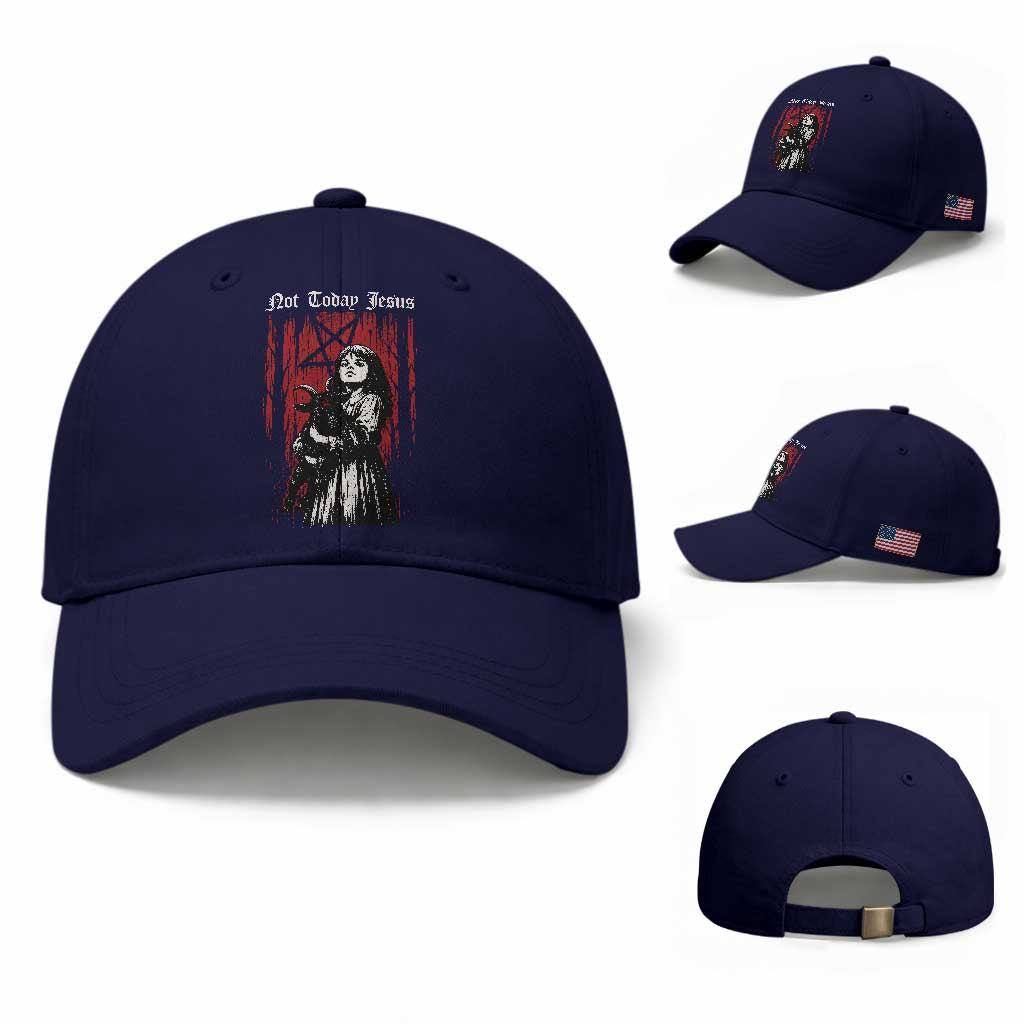 Not Today Jesus Gothic Dark Art Creepy Halloween Baseball Cap