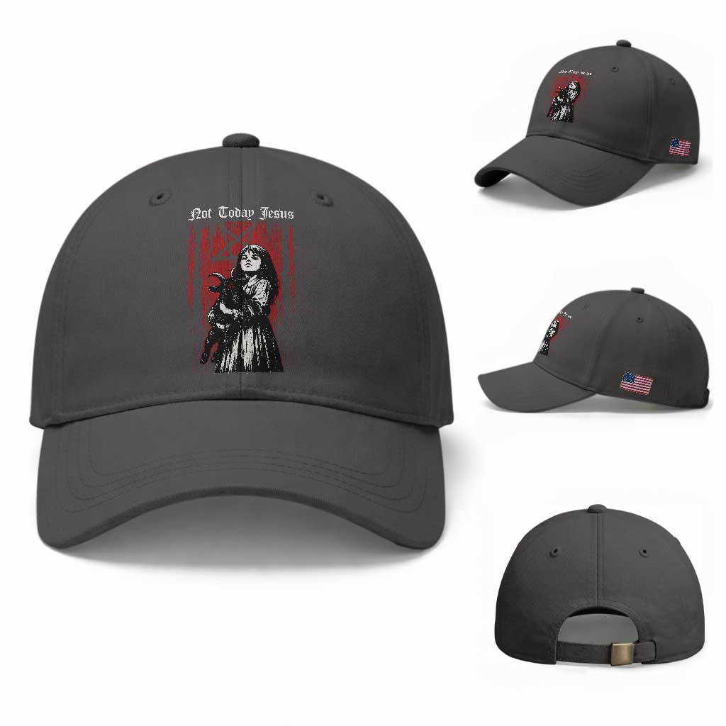 Not Today Jesus Gothic Dark Art Creepy Halloween Baseball Cap
