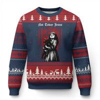 Not Today Jesus Gothic Dark Art Creepy Halloween Ugly Christmas Sweater