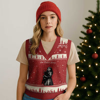 Not Today Jesus Gothic Dark Art Creepy Halloween V-Neck Knit Sweater Vest