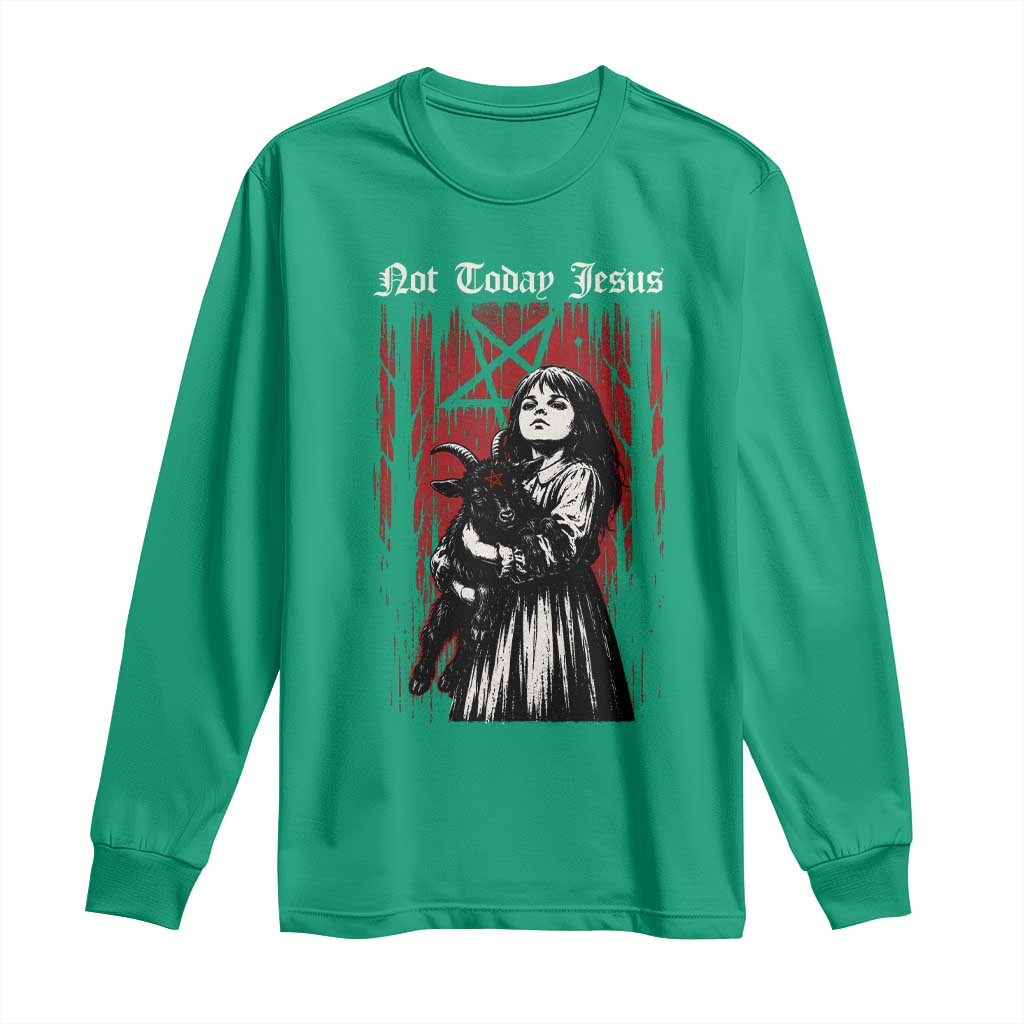 Not Today Jesus Gothic Dark Art Creepy Halloween Long Sleeve Shirt