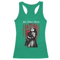 Not Today Jesus Gothic Dark Art Creepy Halloween Racerback Tank Top