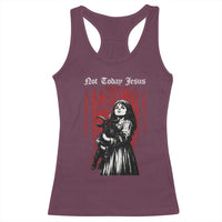 Not Today Jesus Gothic Dark Art Creepy Halloween Racerback Tank Top